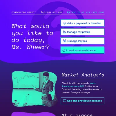 Currencies Direct website design by Louis Lantos