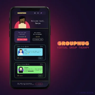 Grouphug web app UI design by Louis Lantos